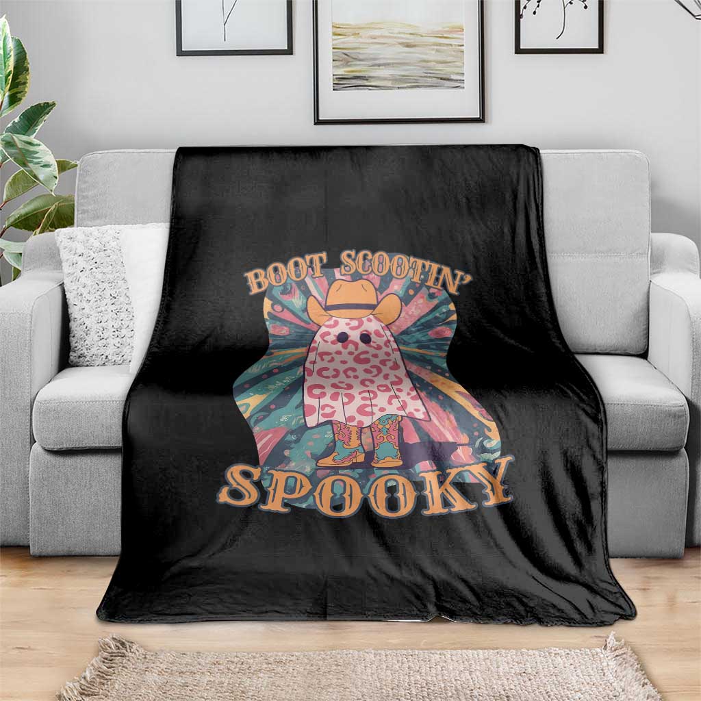 Halloween Western Throw Blanket Boot Scootin' Spooky Cute Country Cowboy Ghost TS11 Print Your Wear