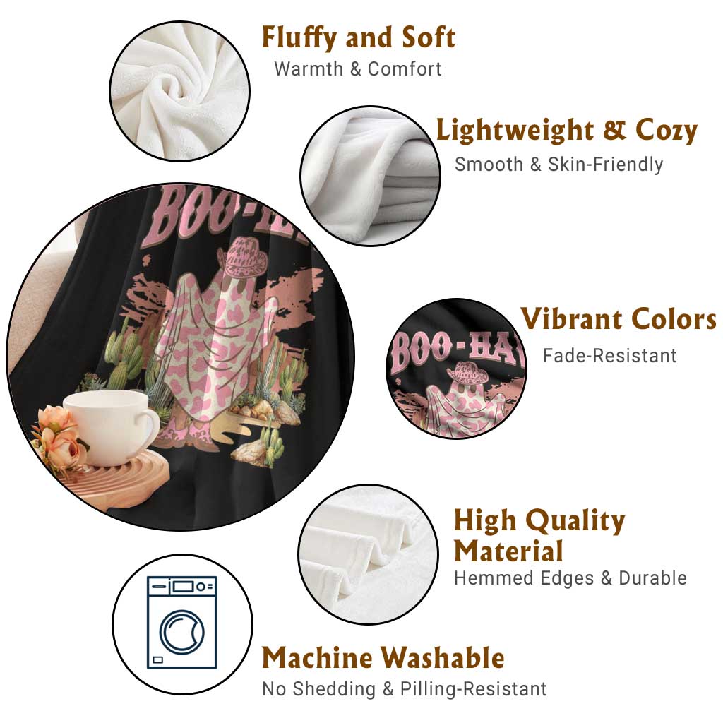 Halloween Western Throw Blanket Boo Haw Cute Country Cowboy Ghost TS11 Print Your Wear