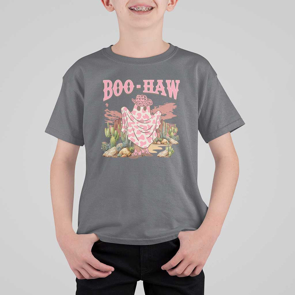 Halloween Western T Shirt For Kid Boo Haw Cute Country Cowboy Ghost TS11 Charcoal Print Your Wear