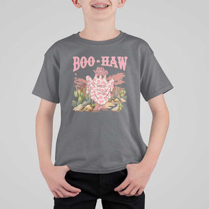 Halloween Western T Shirt For Kid Boo Haw Cute Country Cowboy Ghost TS11 Charcoal Print Your Wear