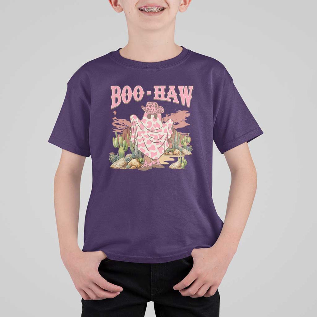 Halloween Western T Shirt For Kid Boo Haw Cute Country Cowboy Ghost TS11 Purple Print Your Wear