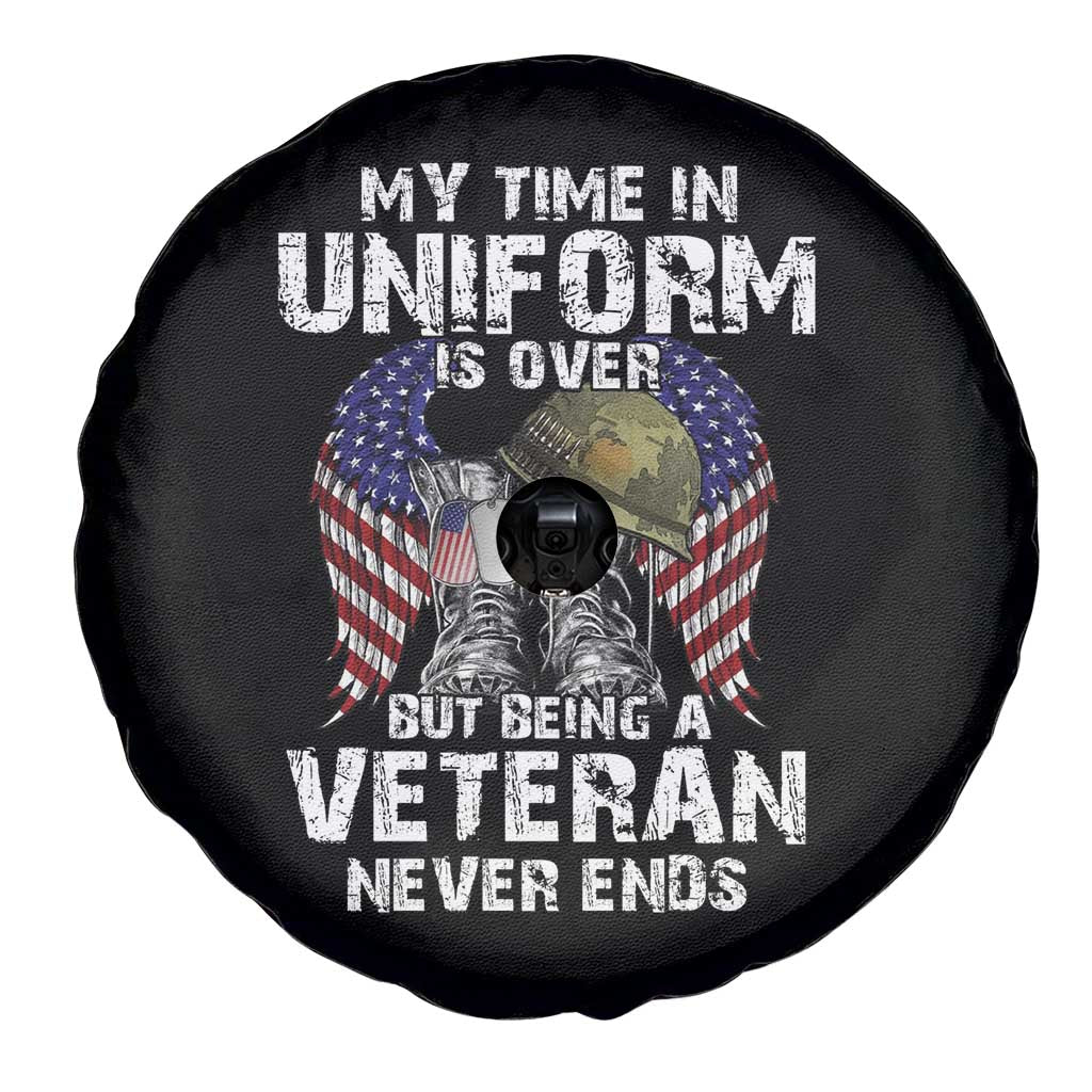 Veterans Spare Tire Cover My Time In Uniform Is Over But Being A Veteran Never Dies TS11 Print Your Wear
