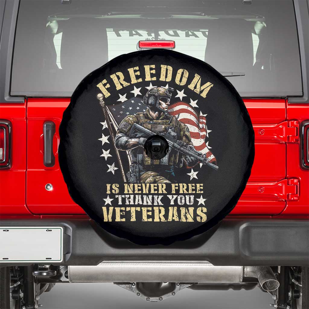 Veterans Spare Tire Cover Freedom Is Never Free Thank You Veterans American Flag Military TS11 Black Print Your Wear