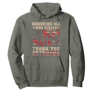 Veterans Day Hoodie Honoring All Who Served Thank You Veterans American Flag TS11 Military Green Print Your Wear