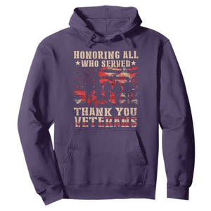 Veterans Day Hoodie Honoring All Who Served Thank You Veterans American Flag TS11 Purple Print Your Wear