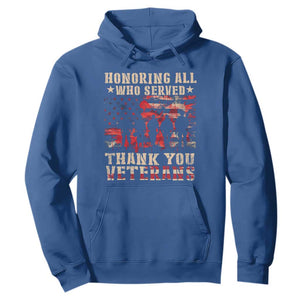 Veterans Day Hoodie Honoring All Who Served Thank You Veterans American Flag TS11 Royal Blue Print Your Wear