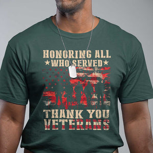 Veterans Day T Shirt Honoring All Who Served Thank You Veterans American Flag TS11 Dark Forest Green Print Your Wear