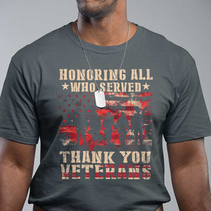 Veterans Day T Shirt Honoring All Who Served Thank You Veterans American Flag TS11 Dark Heather Print Your Wear