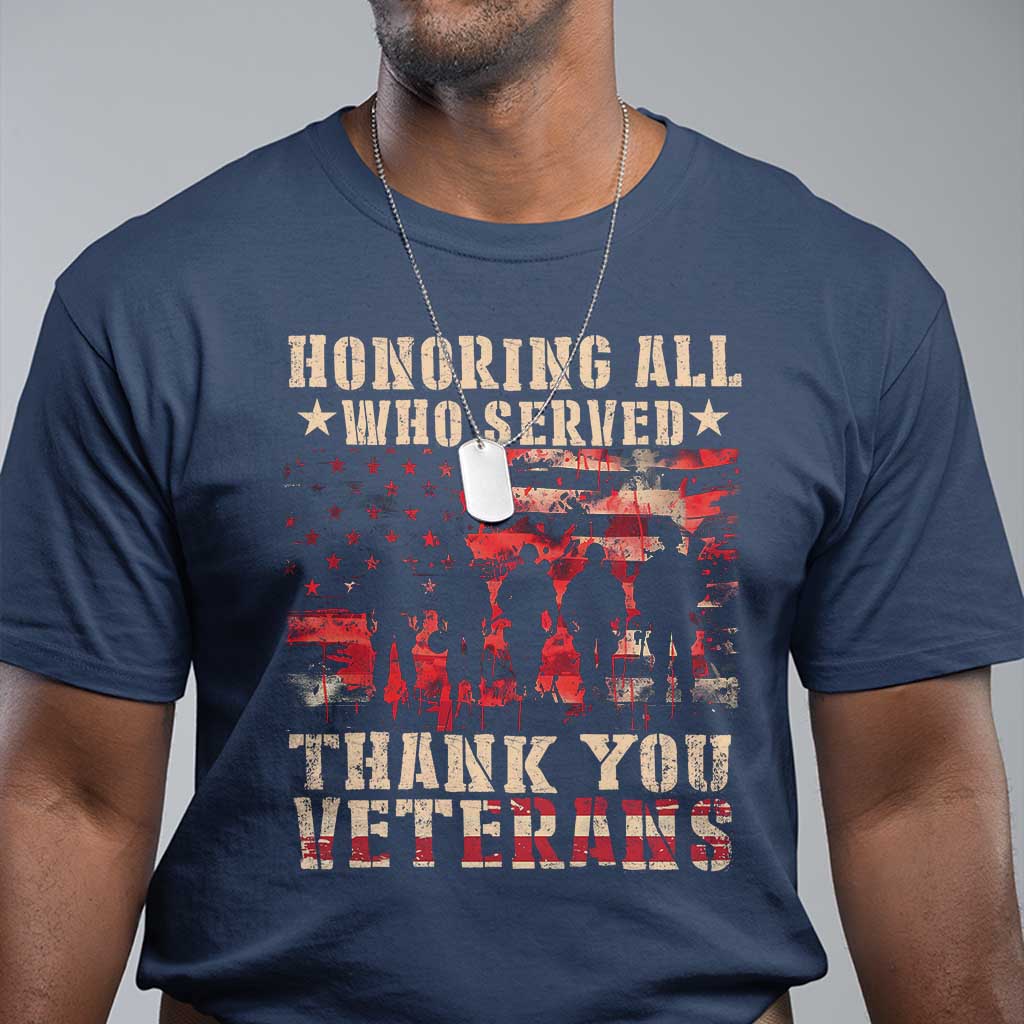 Veterans Day T Shirt Honoring All Who Served Thank You Veterans American Flag TS11 Navy Print Your Wear