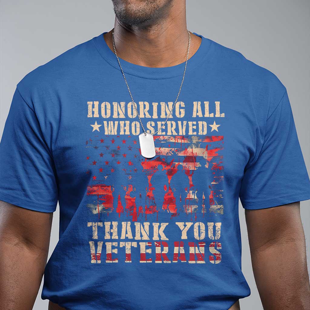 Veterans Day T Shirt Honoring All Who Served Thank You Veterans American Flag TS11 Royal Blue Print Your Wear