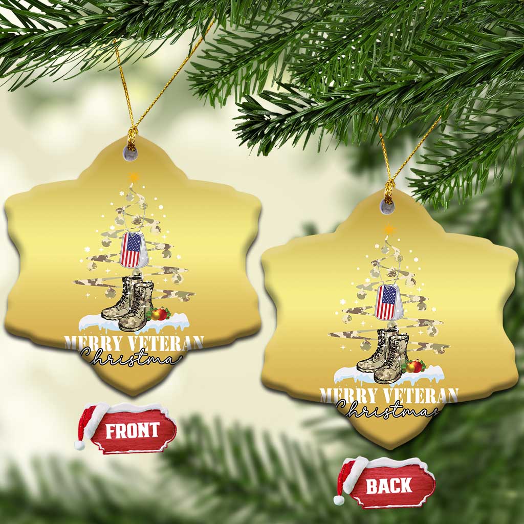 Veteran Day Xmas Christmas Ornament Merry Veteran Christmas Fir Tree Dog Tag Combat Shoes TS11 Snow Flake Gold Print Your Wear