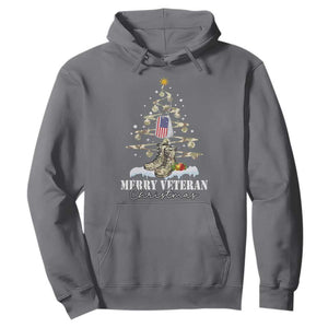 Veteran Day Xmas Hoodie Merry Veteran Christmas Fir Tree Dog Tag Combat Shoes TS11 Charcoal Print Your Wear