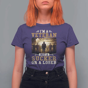 Veterans T Shirt For Women I'm A Veteran Not A Sucker Or A Loser American Flag TS11 Purple Print Your Wear