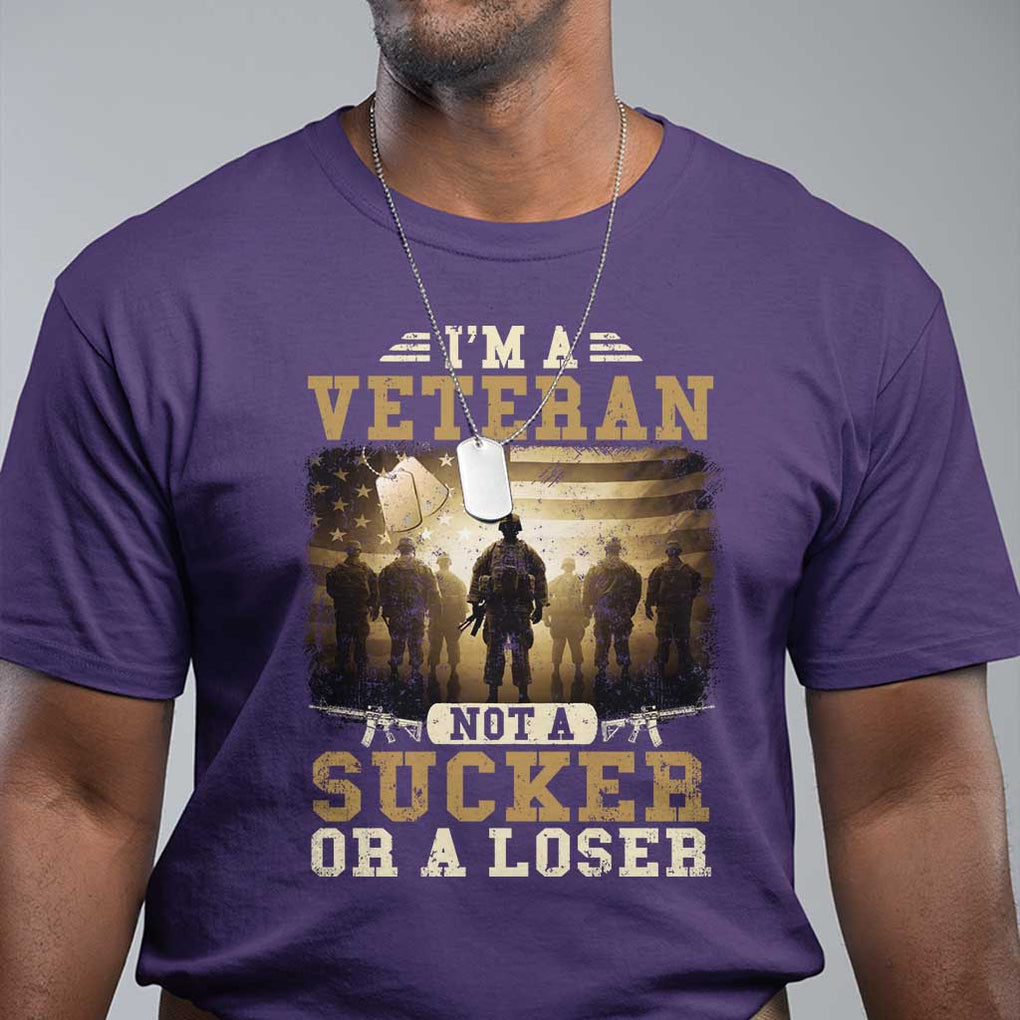 Veterans T Shirt I'm A Veteran Not A Sucker Or A Loser American Flag TS11 Purple Print Your Wear