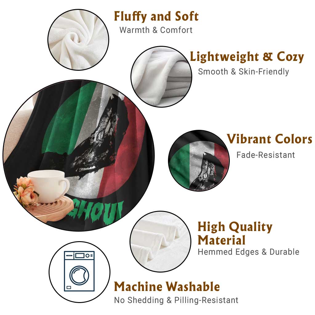 Funny Halloween Throw Blanket Gabaghoul Zombie Hand Moon Italian Flag Moon TS11 Print Your Wear