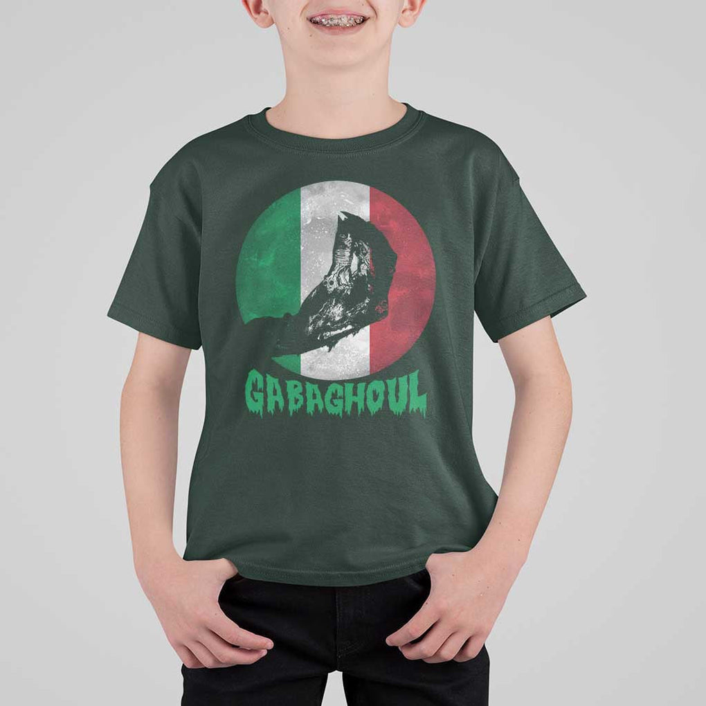 Funny Halloween T Shirt For Kid Gabaghoul Zombie Hand Moon Italian Flag Moon TS11 Dark Forest Green Print Your Wear
