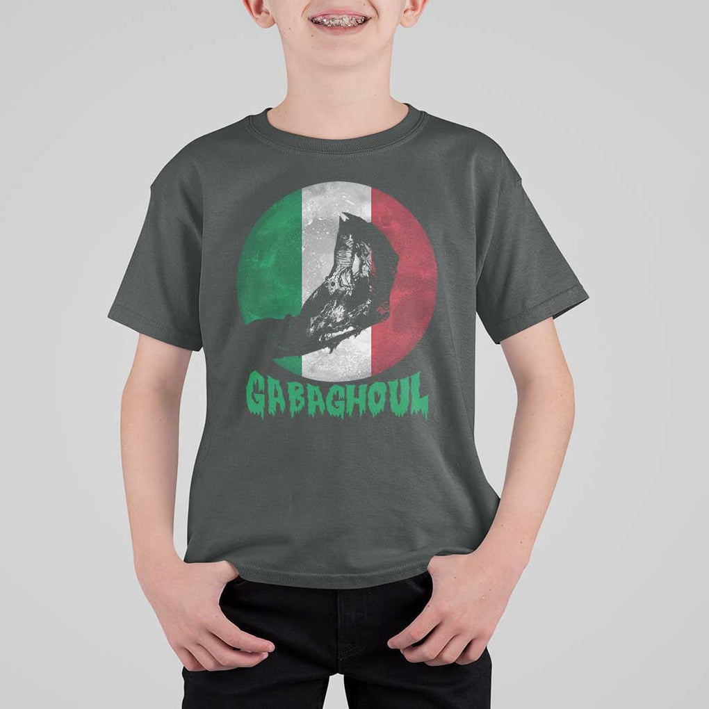 Funny Halloween T Shirt For Kid Gabaghoul Zombie Hand Moon Italian Flag Moon TS11 Dark Heather Print Your Wear