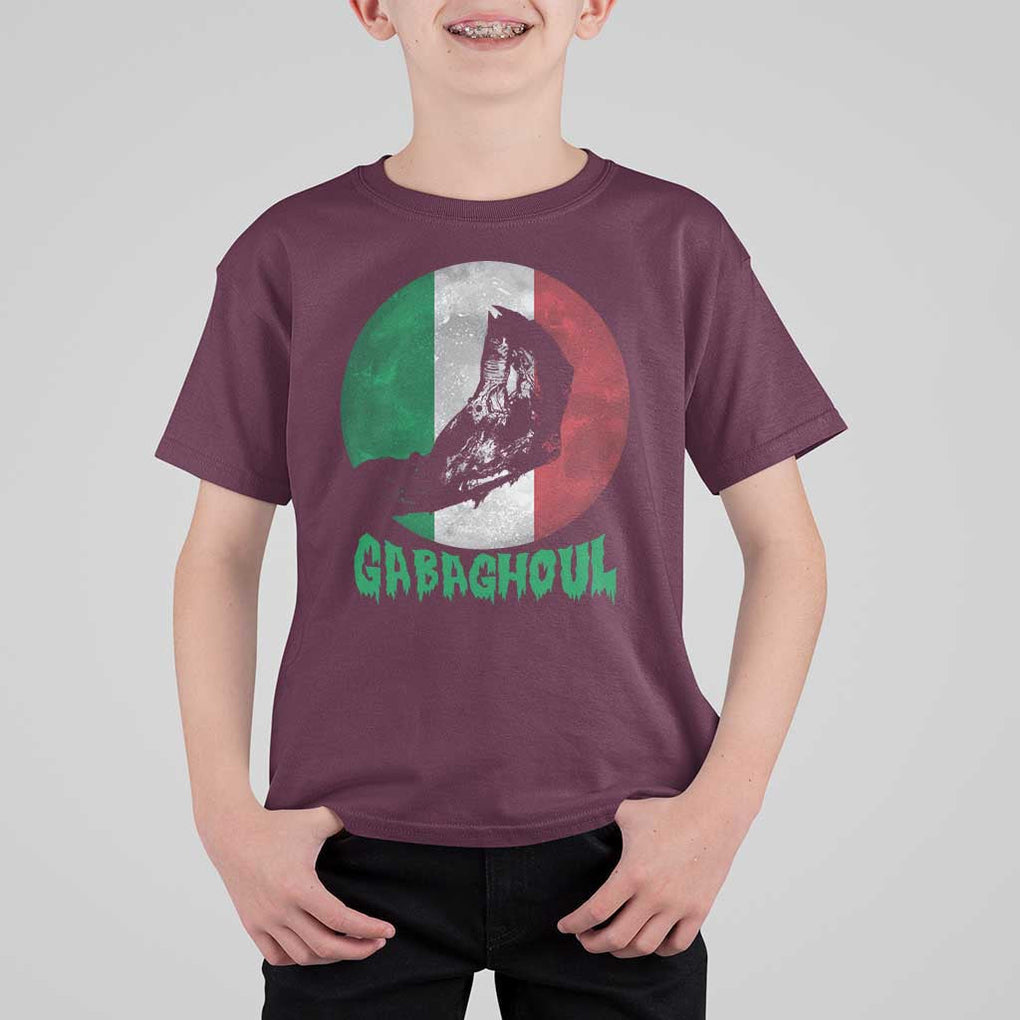 Funny Halloween T Shirt For Kid Gabaghoul Zombie Hand Moon Italian Flag Moon TS11 Maroon Print Your Wear