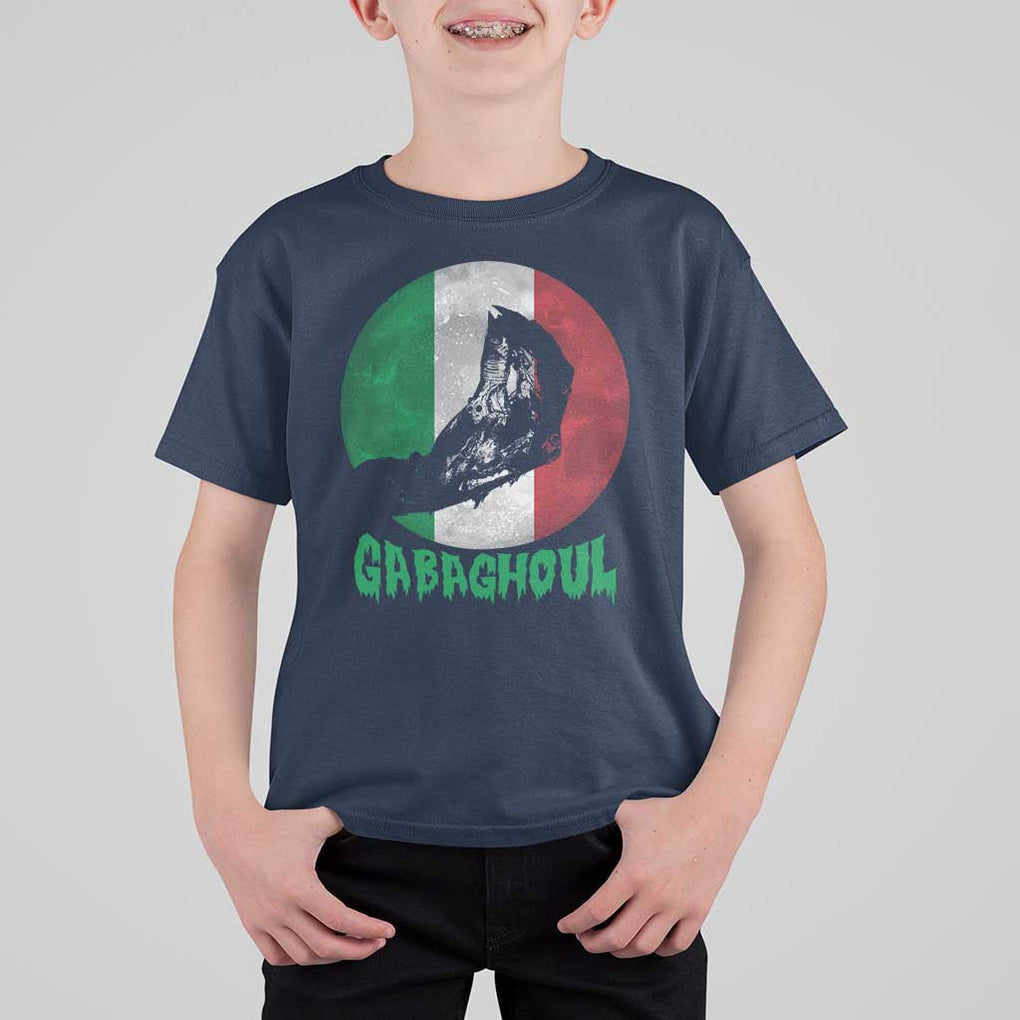 Funny Halloween T Shirt For Kid Gabaghoul Zombie Hand Moon Italian Flag Moon TS11 Navy Print Your Wear