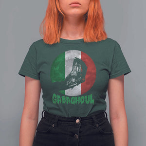 Funny Halloween T Shirt For Women Gabaghoul Zombie Hand Moon Italian Flag Moon TS11 Dark Forest Green Print Your Wear