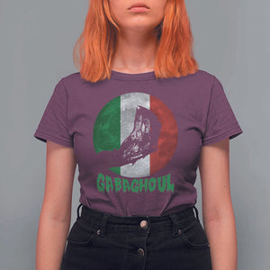 Funny Halloween T Shirt For Women Gabaghoul Zombie Hand Moon Italian Flag Moon TS11 Maroon Print Your Wear