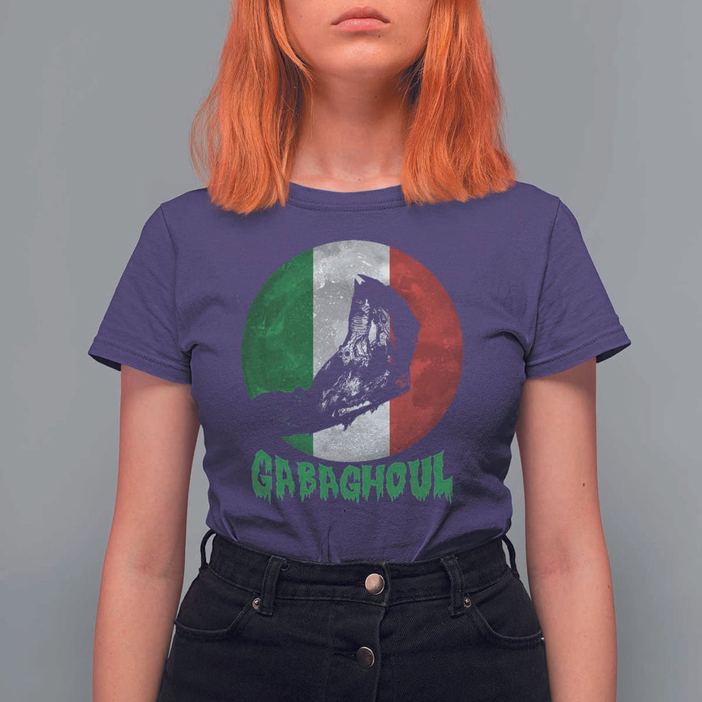 Funny Halloween T Shirt For Women Gabaghoul Zombie Hand Moon Italian Flag Moon TS11 Purple Print Your Wear