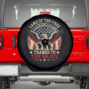 Veterans Spare Tire Cover Land Of The Free Thanks To The Brave American Flag Eagle TS11 Black Print Your Wear