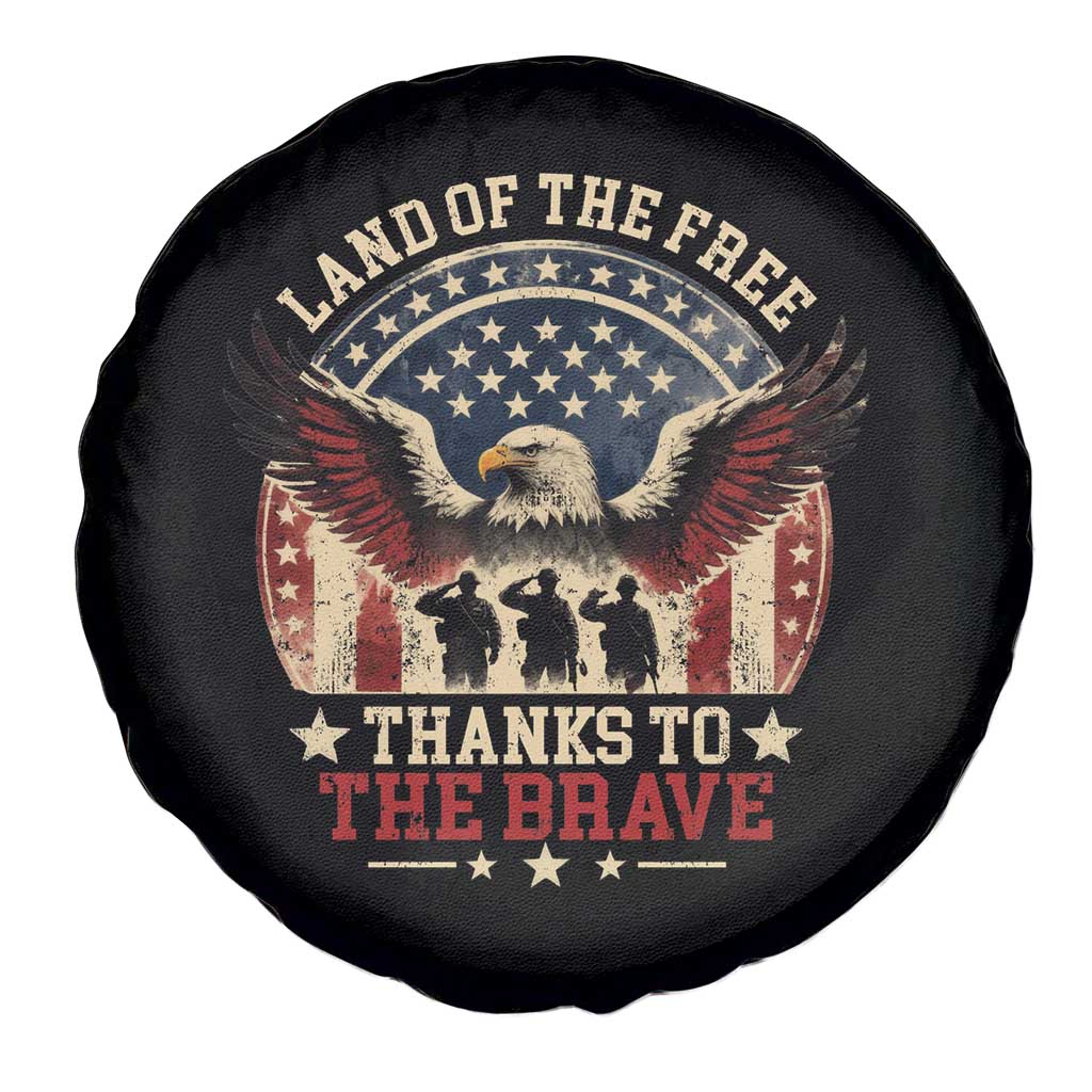 Veterans Spare Tire Cover Land Of The Free Thanks To The Brave American Flag Eagle TS11 Print Your Wear