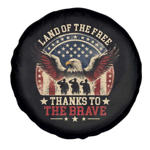 Veterans Spare Tire Cover Land Of The Free Thanks To The Brave American Flag Eagle TS11 Print Your Wear