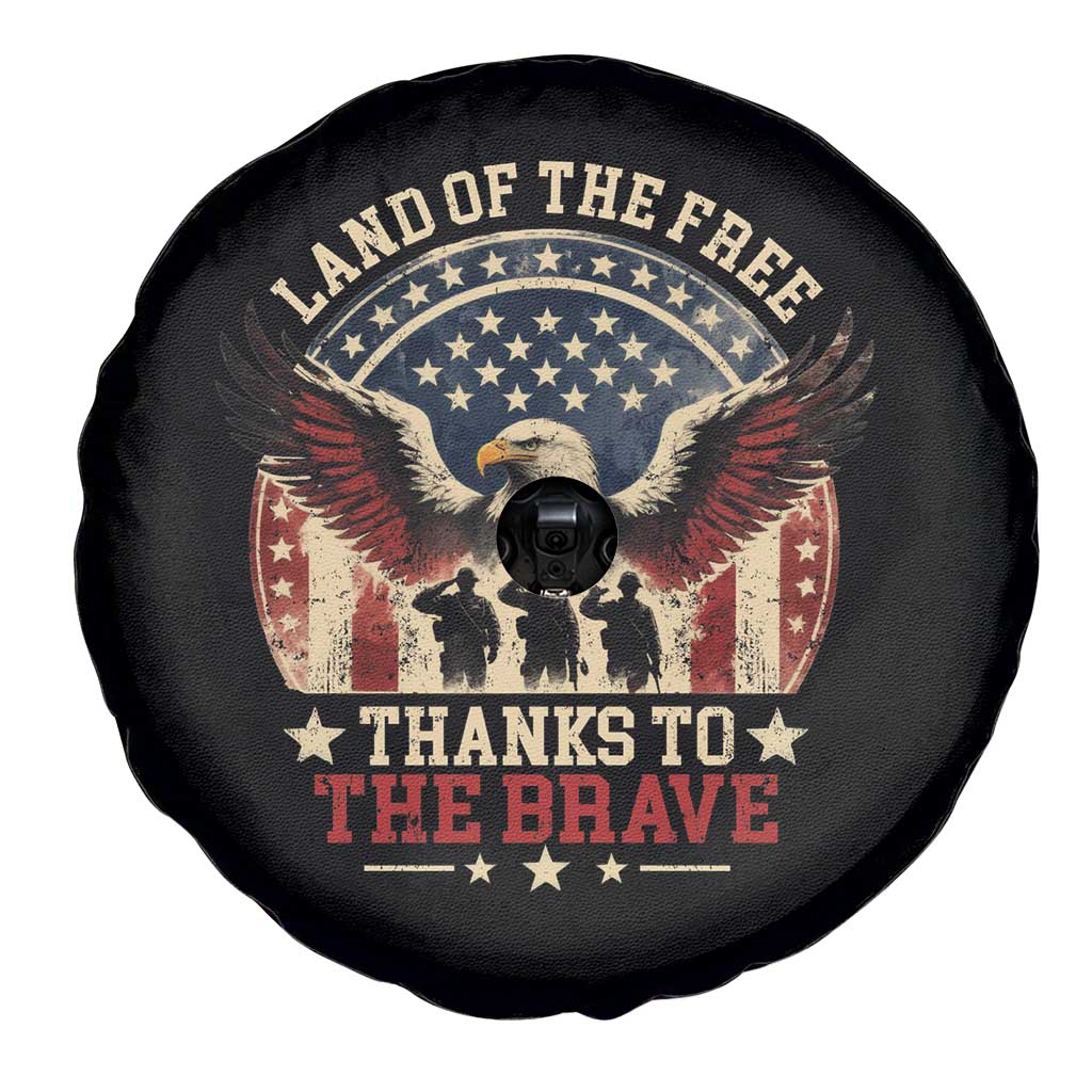Veterans Spare Tire Cover Land Of The Free Thanks To The Brave American Flag Eagle TS11 Print Your Wear