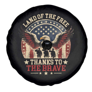 Veterans Spare Tire Cover Land Of The Free Thanks To The Brave American Flag Eagle TS11 Print Your Wear