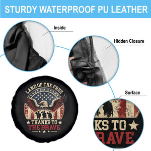 Veterans Spare Tire Cover Land Of The Free Thanks To The Brave American Flag Eagle TS11 Print Your Wear