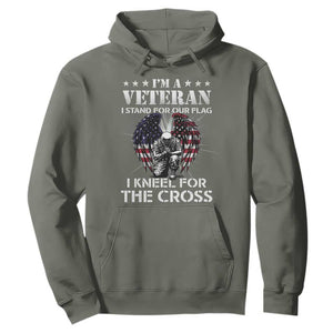 Veterans Hoodie I'm A Veteran I Stand For Our Flag I Kneel For The Cross Military TS11 Military Green Print Your Wear