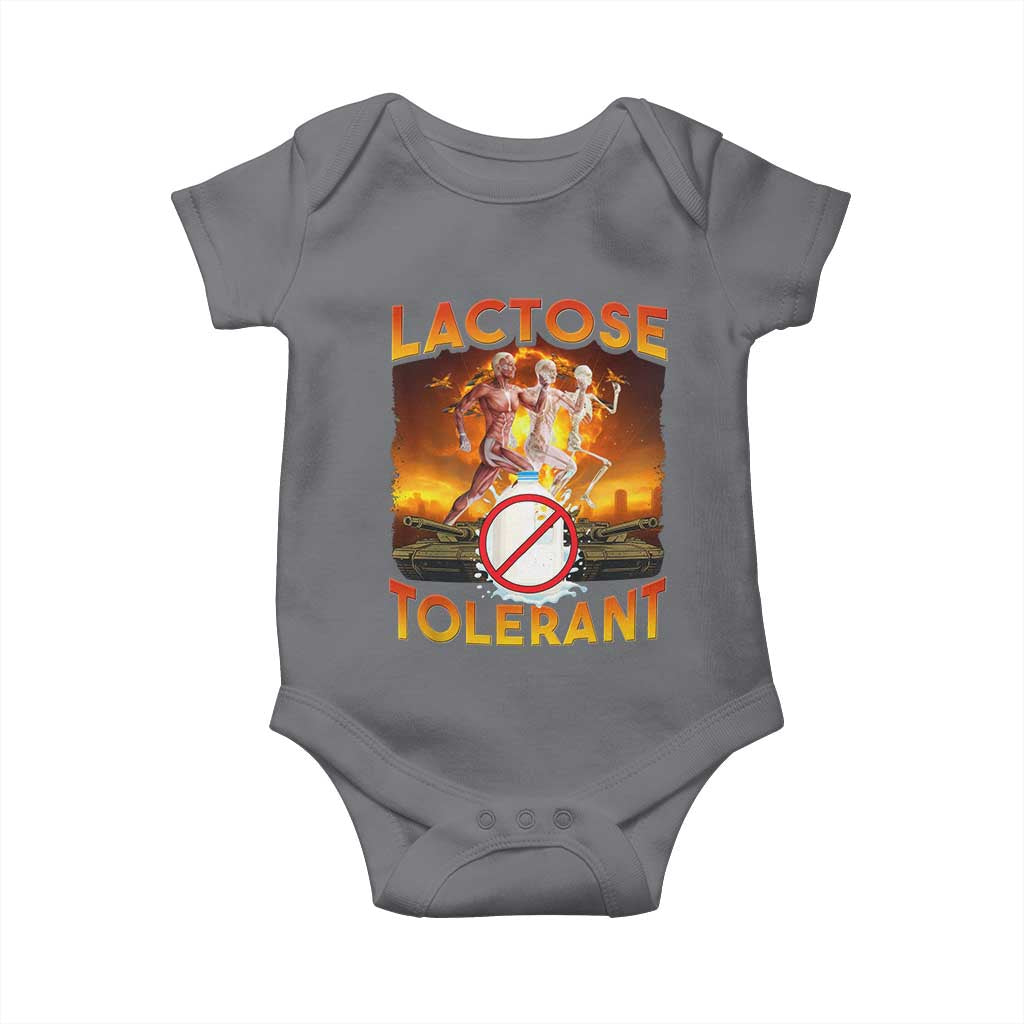Funny Lactose Tolerant Baby Onesie Ironic Sarcastic Funny Humor Cringe Meme TS11 Charcoal Print Your Wear