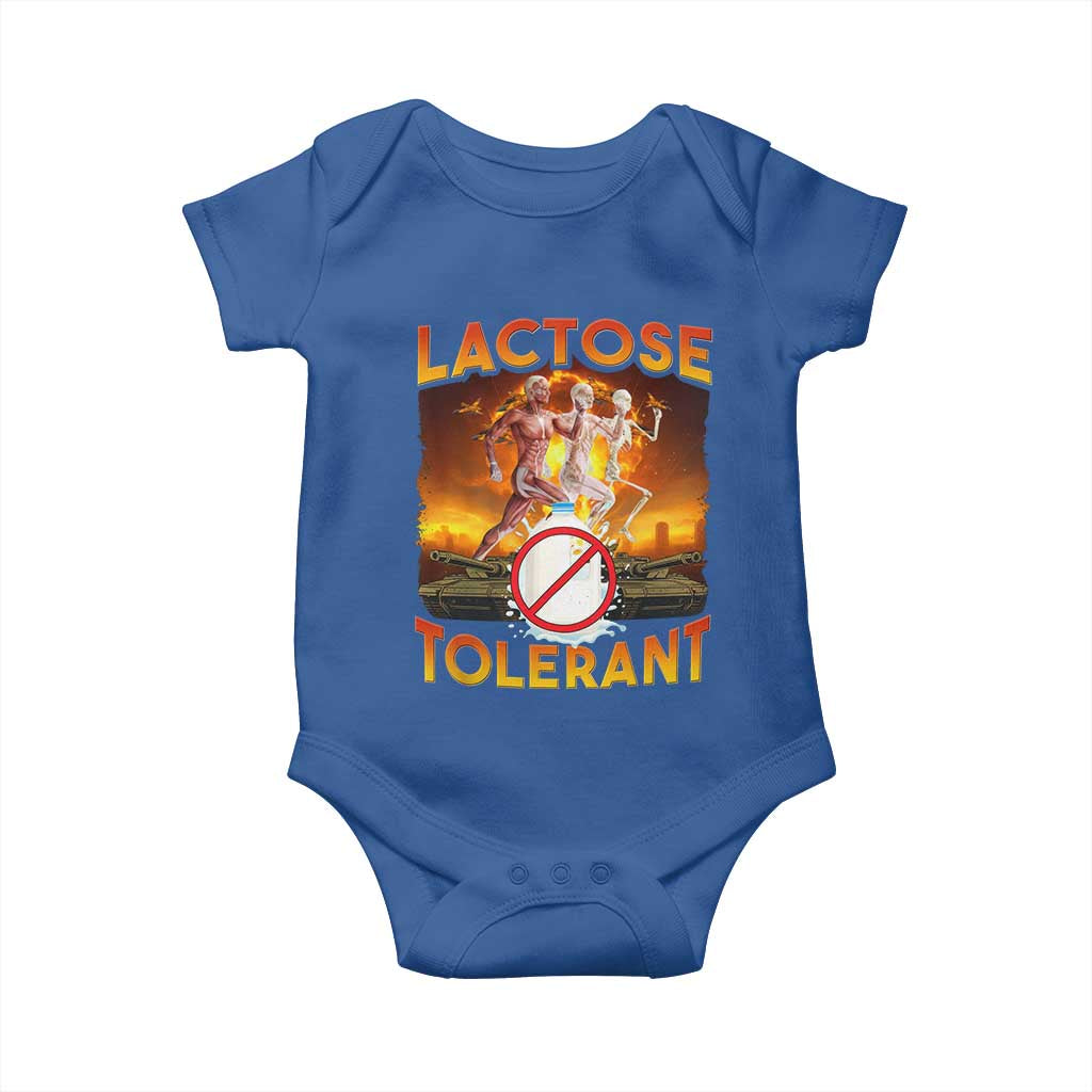 Funny Lactose Tolerant Baby Onesie Ironic Sarcastic Funny Humor Cringe Meme TS11 Royal Blue Print Your Wear
