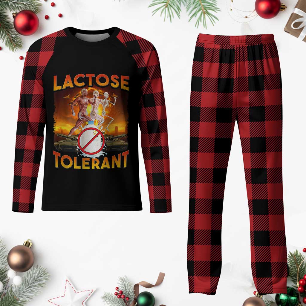 Funny Lactose Tolerant Plaid Pajama Set Ironic Sarcastic Funny Humor Cringe Meme TS11 Buffalo Plaid Print Your Wear