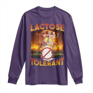 Funny Lactose Tolerant Long Sleeve Shirt Ironic Sarcastic Funny Humor Cringe Meme TS11 Purple Print Your Wear