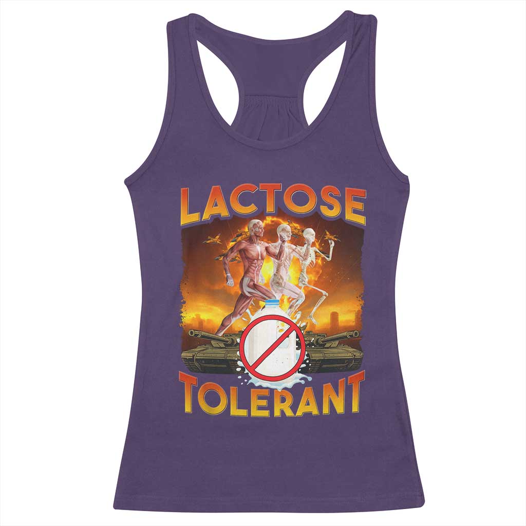 Funny Lactose Tolerant Racerback Tank Top Ironic Sarcastic Funny Humor Cringe Meme TS11 Purple Print Your Wear