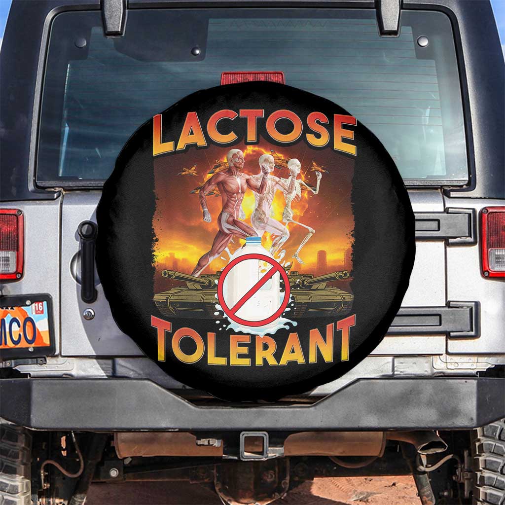Funny Lactose Tolerant Spare Tire Cover Ironic Sarcastic Funny Humor Cringe Meme TS11 No hole Black Print Your Wear