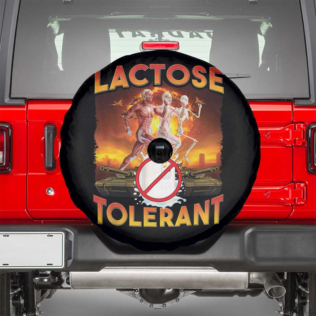 Funny Lactose Tolerant Spare Tire Cover Ironic Sarcastic Funny Humor Cringe Meme TS11 Black Print Your Wear