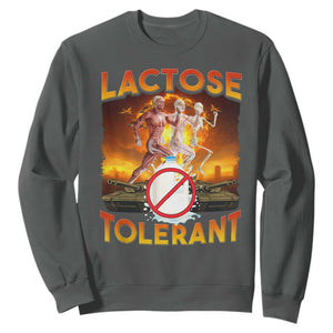 Funny Lactose Tolerant Sweatshirt Ironic Sarcastic Funny Humor Cringe Meme TS11 Dark Heather Print Your Wear