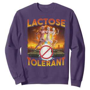 Funny Lactose Tolerant Sweatshirt Ironic Sarcastic Funny Humor Cringe Meme TS11 Purple Print Your Wear