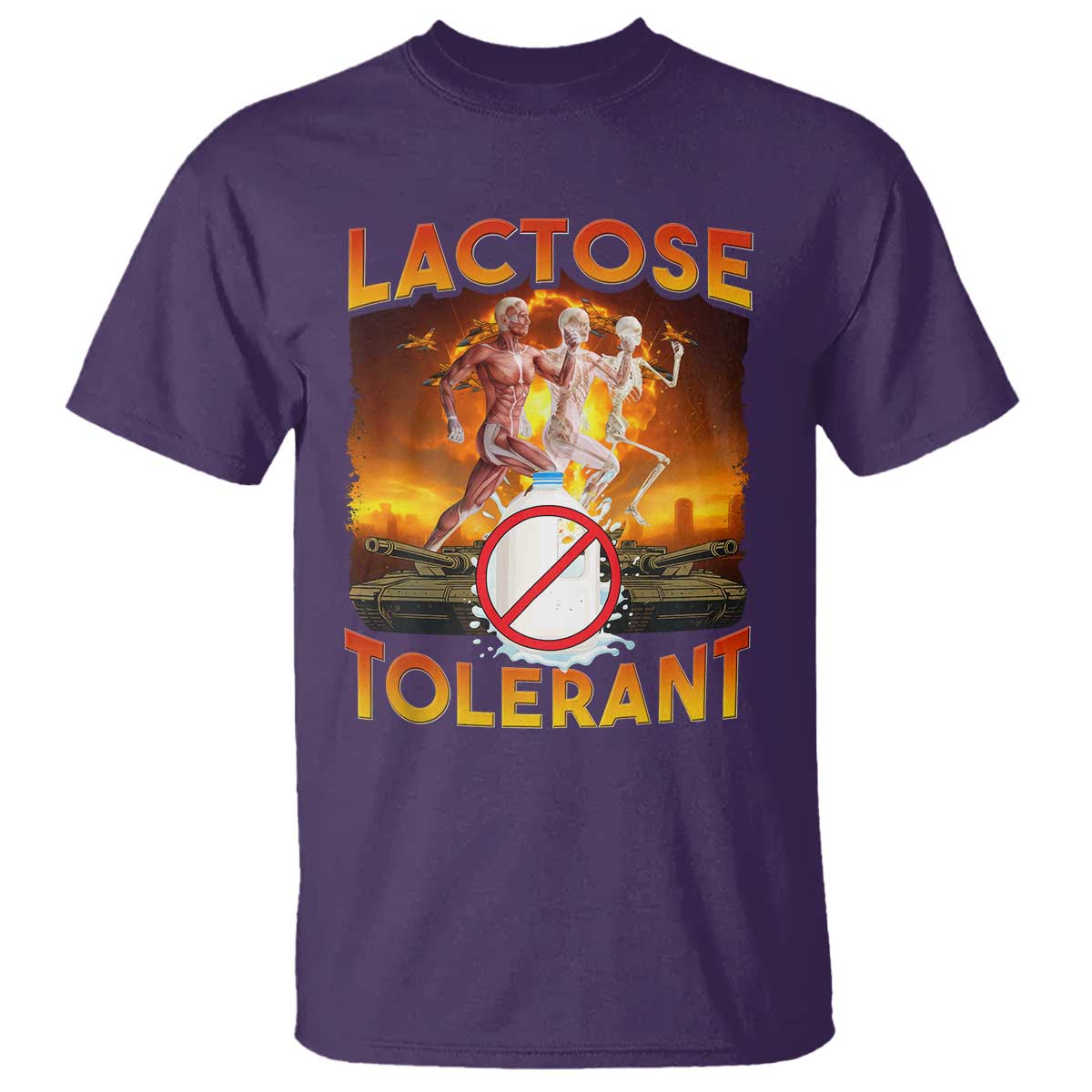 Funny Lactose Tolerant T Shirt Ironic Sarcastic Funny Humor Cringe Meme TS11 Purple Print Your Wear