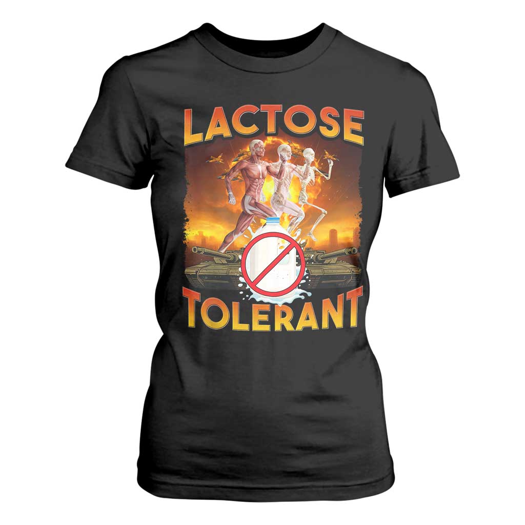 Funny Lactose Tolerant T Shirt For Women Ironic Sarcastic Funny Humor Cringe Meme TS11 Black Print Your Wear