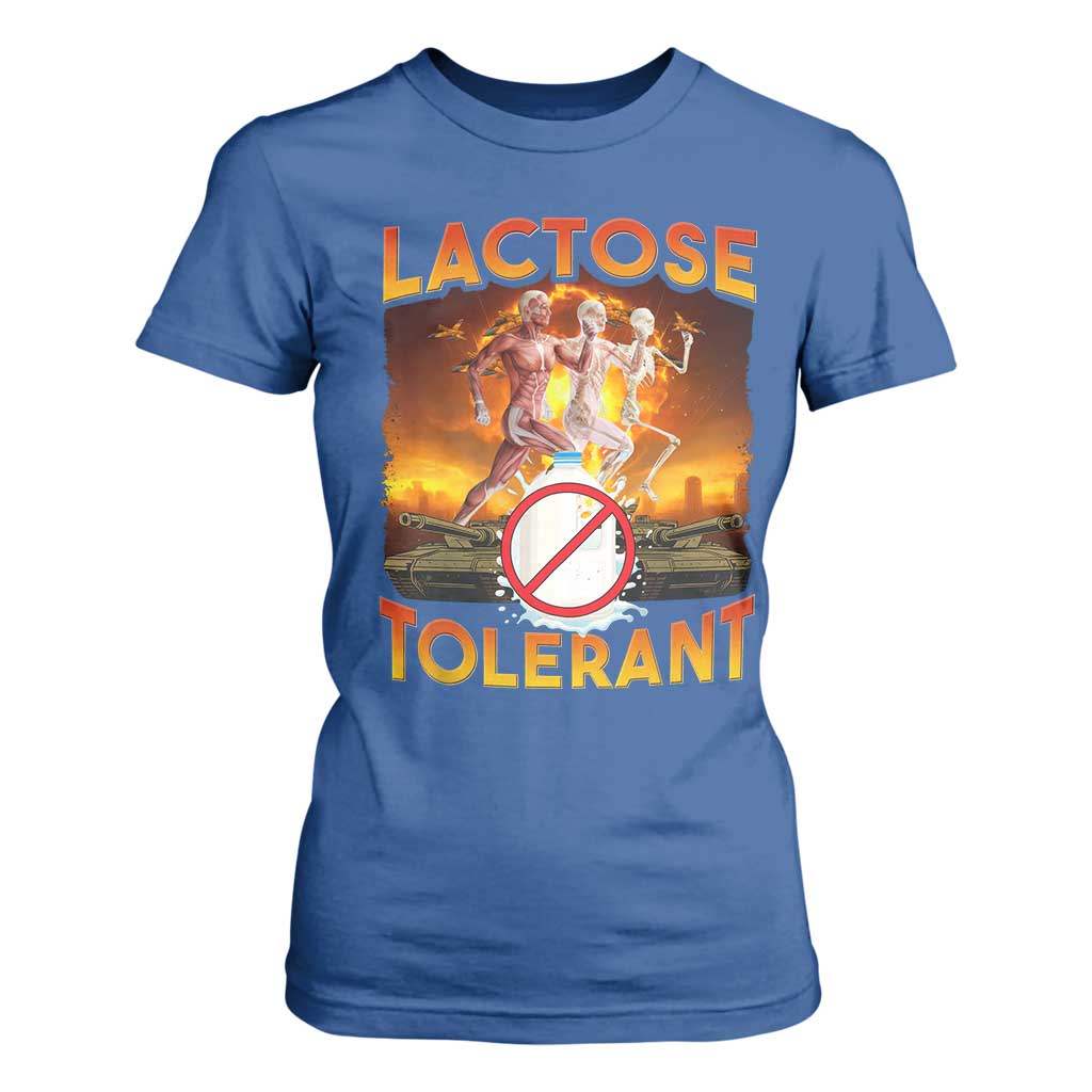 Funny Lactose Tolerant T Shirt For Women Ironic Sarcastic Funny Humor Cringe Meme TS11 Royal Blue Print Your Wear