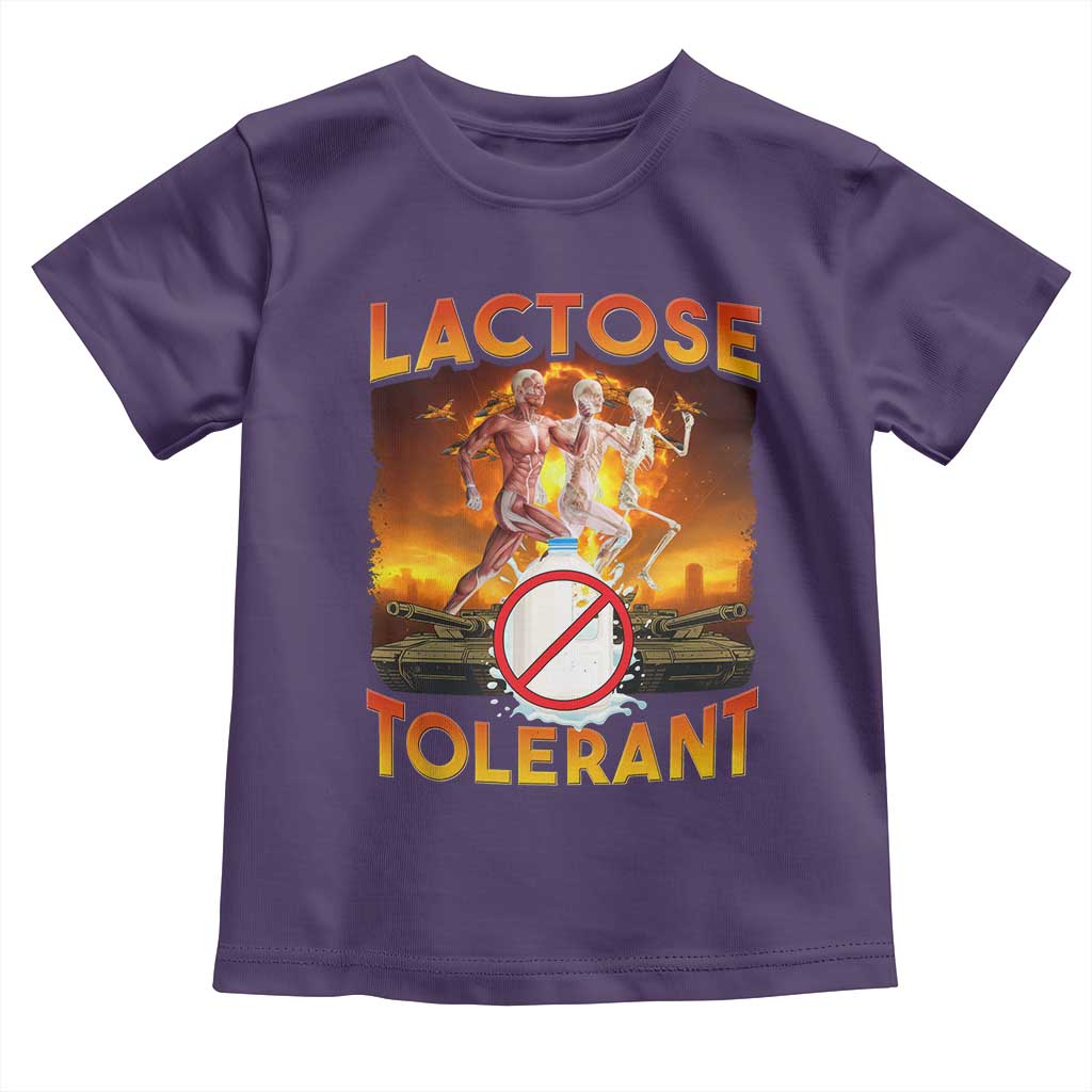 Funny Lactose Tolerant Toddler T Shirt Ironic Sarcastic Funny Humor Cringe Meme TS11 Purple Print Your Wear