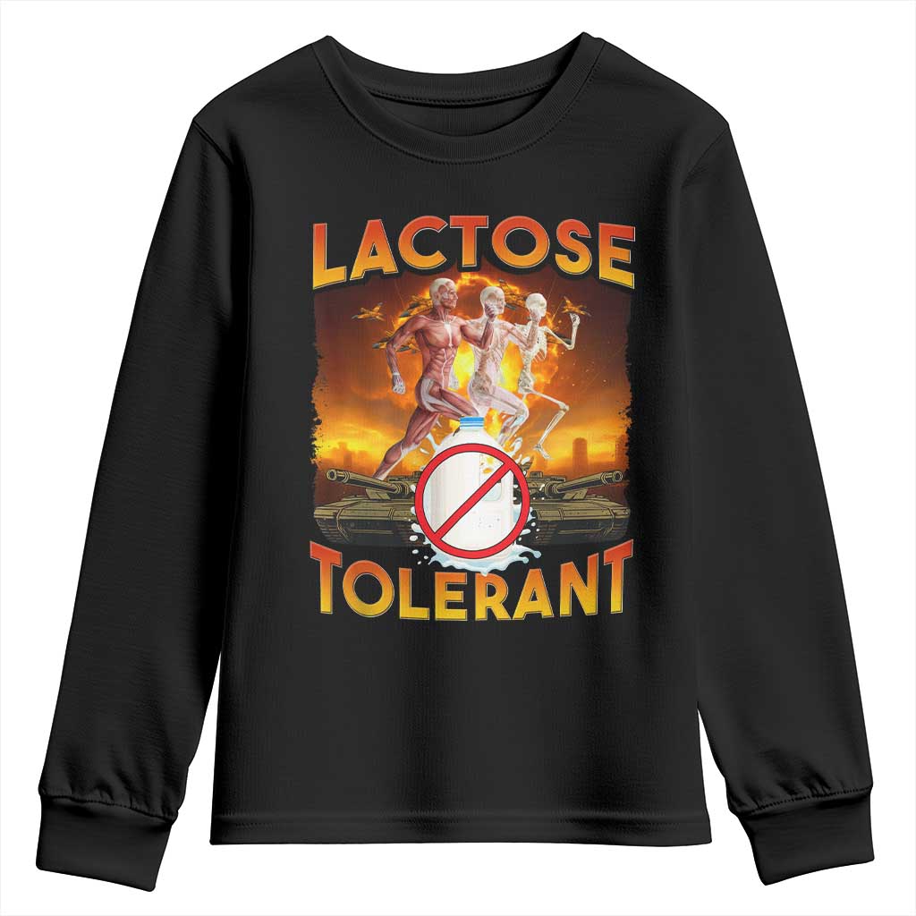Funny Lactose Tolerant Youth Sweatshirt Ironic Sarcastic Funny Humor Cringe Meme TS11 Black Print Your Wear