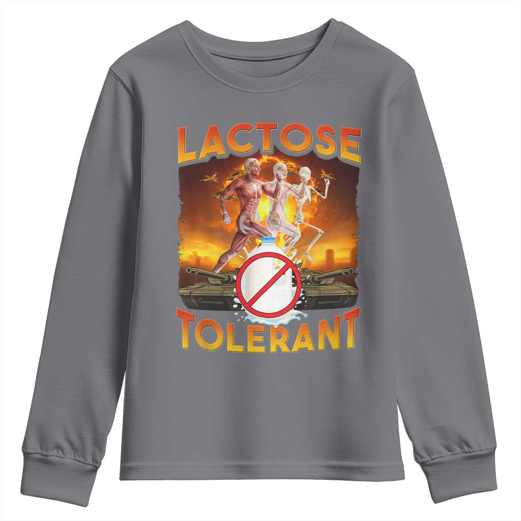 Funny Lactose Tolerant Youth Sweatshirt Ironic Sarcastic Funny Humor Cringe Meme TS11 Charcoal Print Your Wear