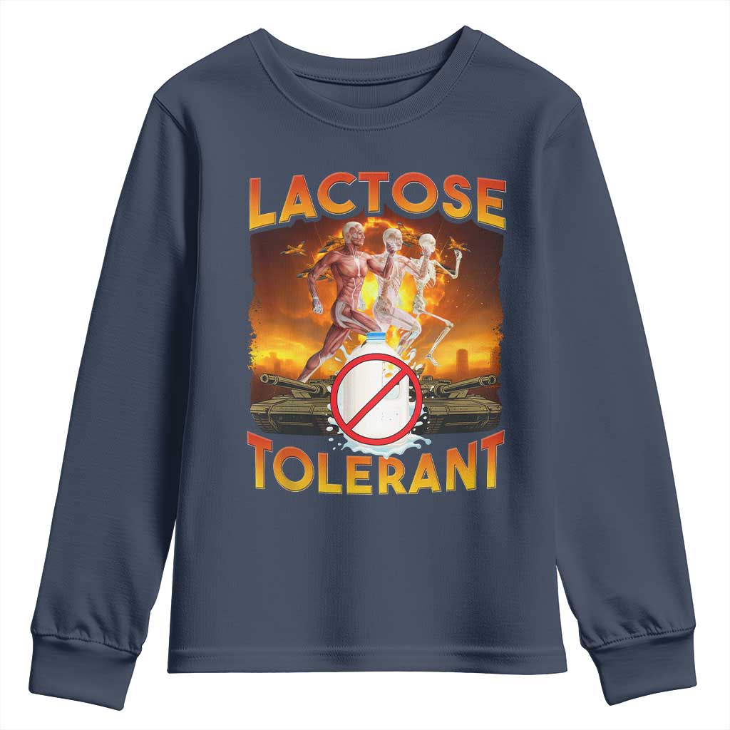 Funny Lactose Tolerant Youth Sweatshirt Ironic Sarcastic Funny Humor Cringe Meme TS11 Navy Print Your Wear