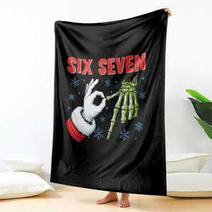 Funny 67 Christmas Throw Blanket Six Seven Meme Santa Skeleton Hands Gesture Gen Alpha TS11 Print Your Wear